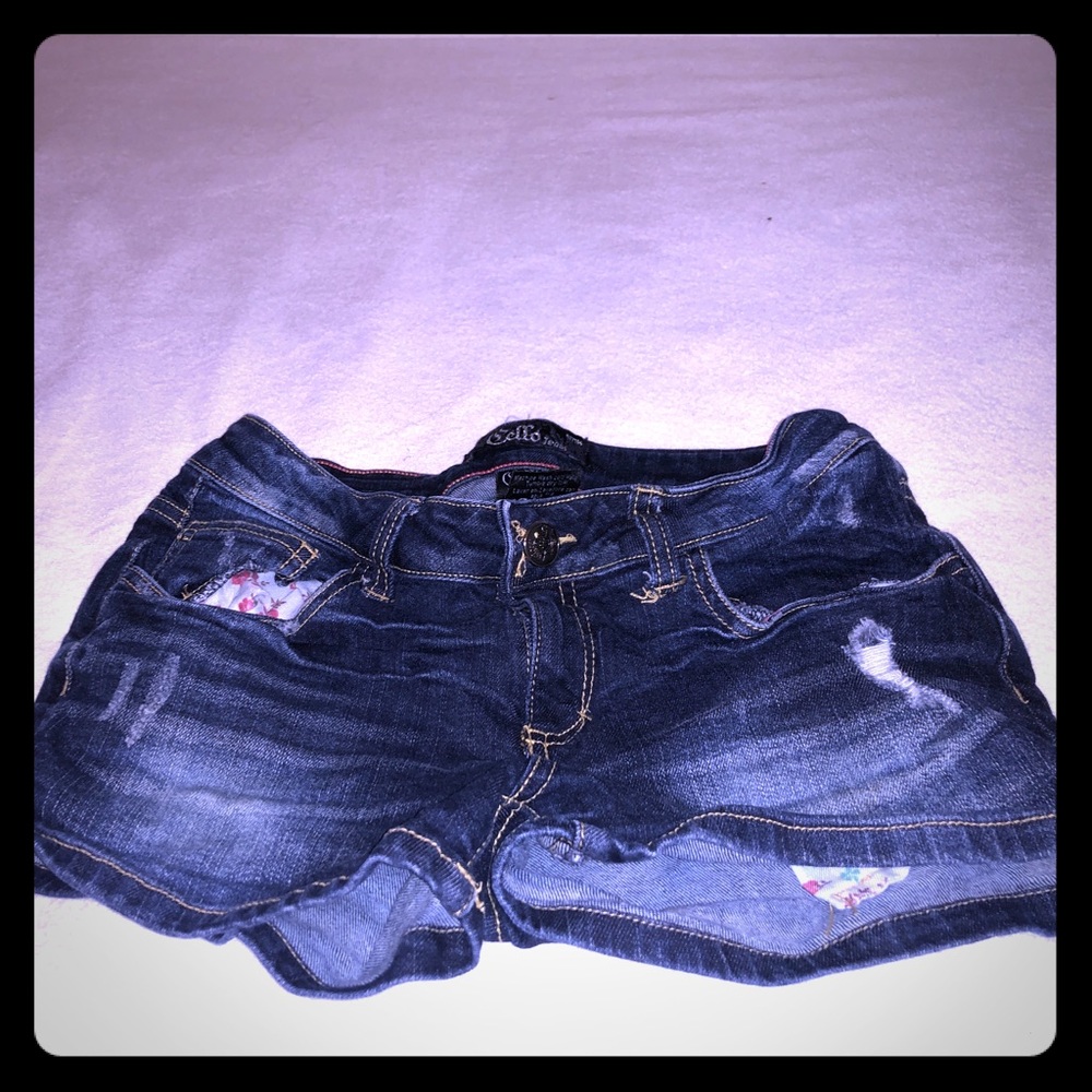 Faded blue jean booty shorts